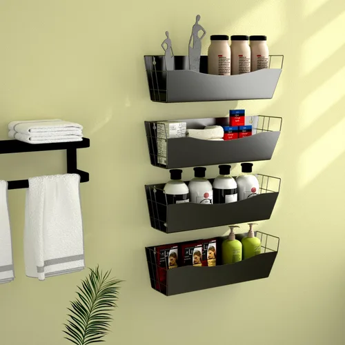 Vista 4 de Organizador magnético de cocina para refrigerador, organizador de especias, estante magnético de metal para máquina waching, estante magnético