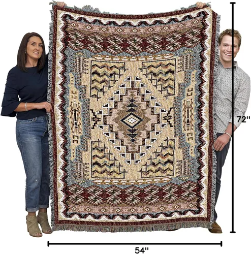 Vista 10 de Pure Country Weavers Manta Butte Clay - Inspirada en los nativos americanos del suroeste - Tapiz manta de regalo tejido de algodón - Fabricado
