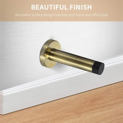Vista 3 de Topes decorativos de puerta – Topes de puerta de acero inoxidable 304 resistentes de 3.5 pulgadas con punta de goma para protección de pared
