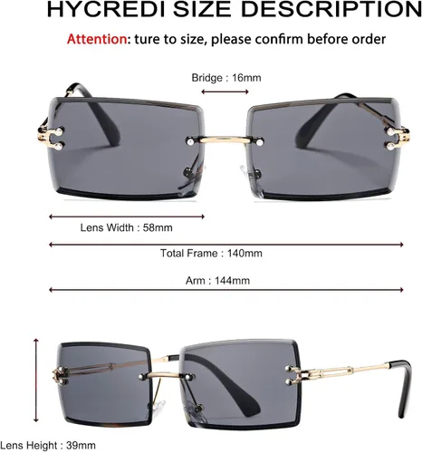Vista 88 de Gafas de sol rectangulares para hombres/mujeres, gafas de sol pequeñas sin montura cuadrada