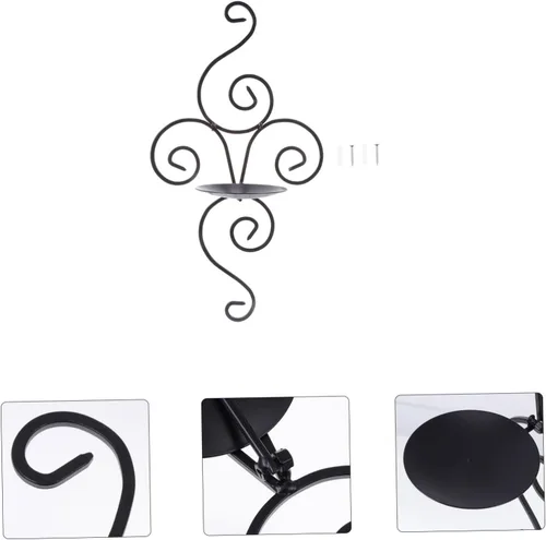 Vista 7 de IMIKEYA Candelabros colgantes para pared, candelabros de hierro, decoración elegante, acabado negro