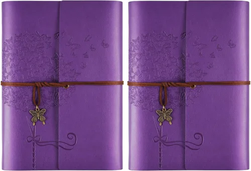 Vista 12 de OMEYA Diario de cuero recargable para mujer: A5, papel rayado de 3.53 oz/m² Azul