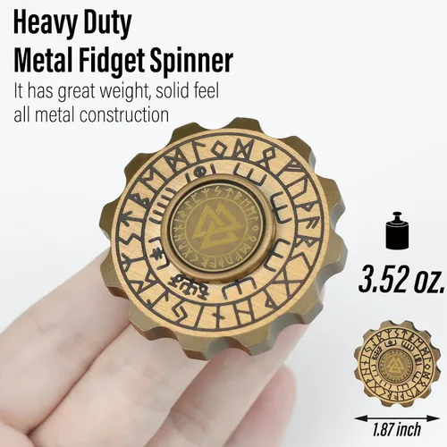 Vista 4 de Freelove Juguete para ansiedad vikingo con diseño de pirata y chismes, juguete giratorio de metal de cobre para adultos, rodamiento premium para 4 ~