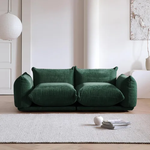 Vista 28 de WJShome - Sofá seccional modular, sofá de chenilla de 264 cm de lana minimalista, sofá convertible de 3 plazas, sofá de sala de estar ancho