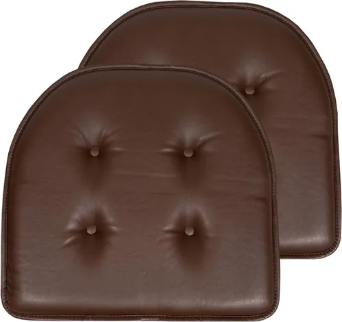 Vista 131 de Sweet Home Collection - Cojín de asiento de espuma viscoelástica y respaldo de caucho antideslizante con capitoné para silla, cojín en U, 17x16 Gris