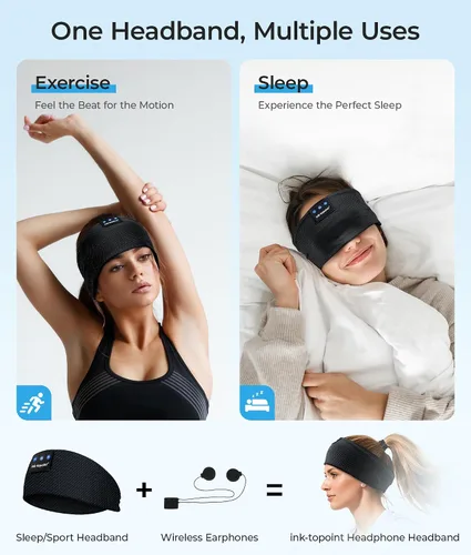 Vista 2 de ink-topoint Auriculares para dormir con diadema Bluetooth, auriculares Negro