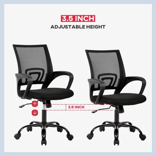 Vista 4 de Silla de escritorio, silla de oficina en casa, sillas de computadora de malla con soporte lumbar y reposabrazos, silla de escritorio ergonómica