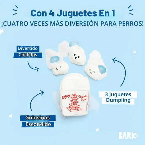 Vista 2 de BarkBox Andi's Dumplings - Juguete interactivo de peluche para perros 4