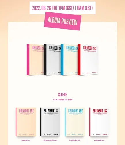 Vista 2 de TWICE [BETWEEN 1&2] 11th Mini Album Random Ver. CD+Photobook+5ea Photocard+Polaroid Photocard+Film Photo Sticker+Message Photocard+Heart