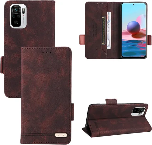 Vista 13 de Compatible con Xiaomi Redmi Note 10 4G/Note 10S, cubierta trasera magnética con tapa plegable de cuero con ranura para tarjetero Negro