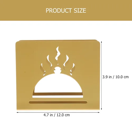 Vista 2 de Hollow-out Metal Napkin Holder Decorative Napkin Stand Vertical Tissue Organizer for Coffee Shops and Home Kitchen Table, Gold Finish