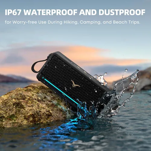 Vista 9 de Altavoces Bluetooth portátiles de 40 W, IP67 impermeable inalámbrico resistente con graves adicionales activos, entrada AUX/USB, Bluetooth 5.3