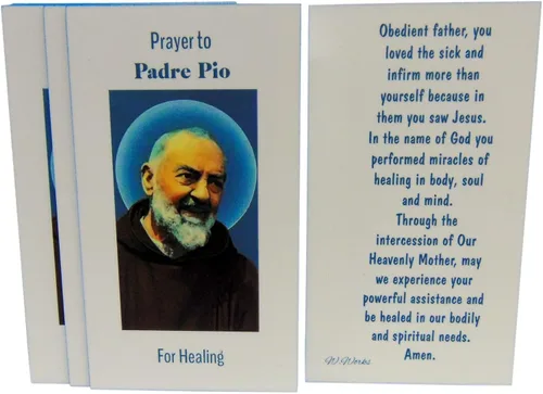 Vista 3 de Westmon Works St Pio Holy Card - Paquete a granel de tarjetas más gruesas con imagen de santa y oración del Padre Pios en la parte posterior, hechas