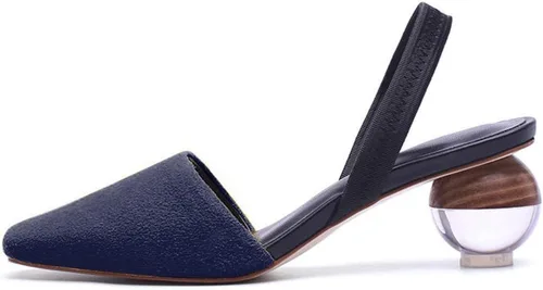 Vista 12 de Fericzot Mule Shoes Sandalias esféricas de tacón transparente Zapatillas de punta cuadrada Slip On Bombas Slingback Zapatos de vestir de boda