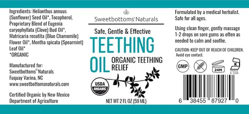 Vista 3 de Aceite de dentición orgánico certificado – Alivia las molestias de dentición y el dolor de encías de forma rápida y eficaz – Ingredientes botánicos