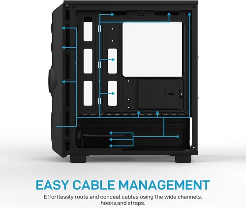 Vista 4 de ALSEYE Rams2.0 - Carcasa de PC de torre media Micro-ATX/ITX MATX, panel lateral de vidrio templado, filtros de polvo de control ARGB compatibles