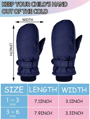 Vista 3 de 3 pares de guantes impermeables para niños, guantes de nieve para invierno, guantes de esquí cálidos para niñas y niños