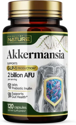 Vista 9 de Built by Nature Akkermansia Muciniphila Probiótico, 60 Cápsulas 2 mil millones de AFU, apoya GLP-1, salud intestinal inmune y digestiva