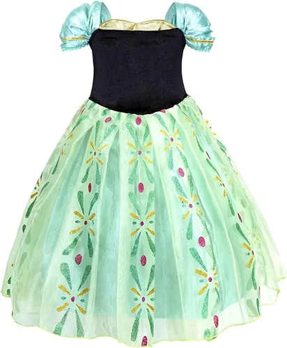 Vista 2 de Xinfenglai Disfraz de princesa para niñas verdes