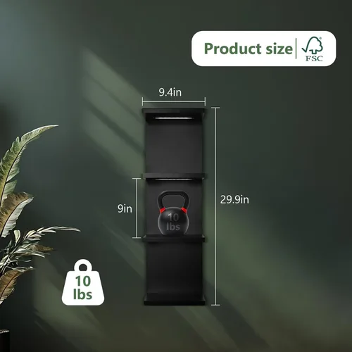 Vista 2 de VIWODS Estante de pared de 4 niveles con luces LED, estante flotante para decoración del hogar, estante vertical montado en la pared