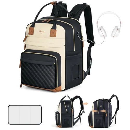 Vista 15 de Mochila para pañales extra grande para 2 niños gemelos, bolsas de viaje para bebé para mamá y papá, 25-37L, expandible, con cambiador, orificio