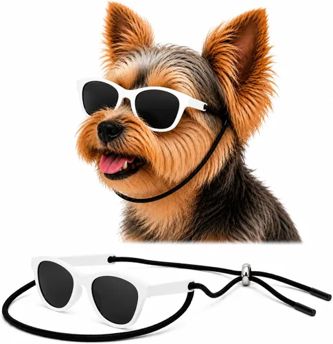 Vista 11 de G014 Retro 80s - Gafas de sol para perros y mascotas, taza de té, juguete de raza pequeña a mediana (12-25 libras, negro)