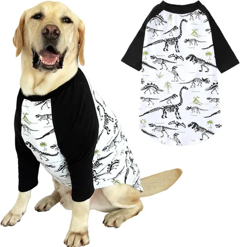 Vista 10 de Camisetas de algodón para perros, con estampado de dinosaurios, pijamas para mascotas, transpirable, ropa elástica para perros pequeños