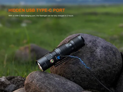 Vista 7 de Fenix PD26R ACE - Linterna EDC recargable de 1300 lúmenes con 3 modos USB-C Compact LED Dual Switch impermeable para llevar a diario, uso táctico
