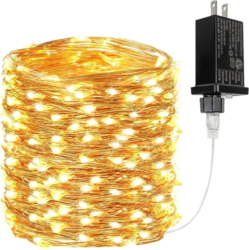 Vista 14 de Guirnalda de luces LED enchufables de 33 pies, impermeable, para exteriores e interiores, 8 modos con temporizador, luz de Navidad, decoración