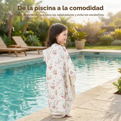 Vista 3 de Toalla de baño con capucha para niños pequeños, toalla suave de muselina de algodón orgánico de 6 capas para bebés y niños pequeños, 25 x 51