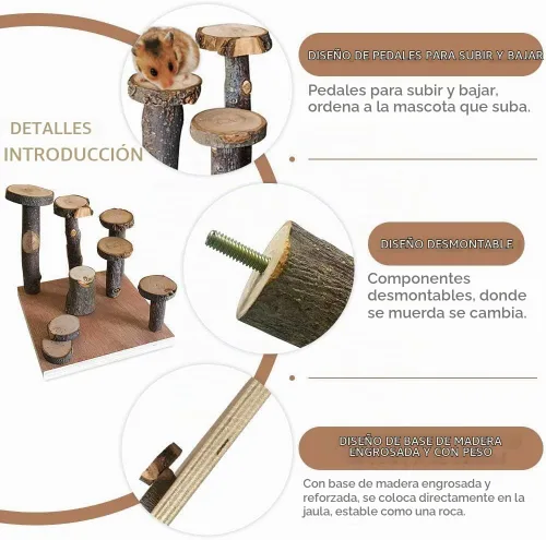 Vista 5 de Plataforma de hámster de madera Climb Toy Cage Accesorios para hámster enano jerbo