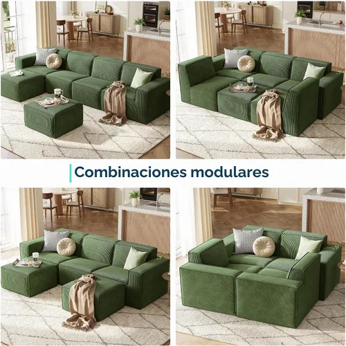 Vista 7 de LINSY HOME Sofá Seccional Modular, Sofá de 105" en Forma de U de 3 Asientos con 2 Otomanas, Sofás Seccionales de Pana Tipo Nube para Sala de Estar