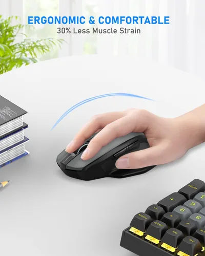 Vista 8 de E-YOOSO Mouse inalámbrico para laptop, mouse de computadora de 2.4 GHz, 5 ratones inalámbricos de oficina DPI ajustables con receptor USB, 6