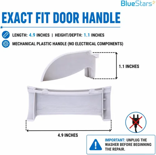 Vista 2 de BlueStars 8181846 WP8181846 - Manija de puerta de lavadora compatible con arandelas Whirlpool GHW9100LW1 GHW9150PW4 GHW9300PW4 GHW9150PW1 GHW9150PW0