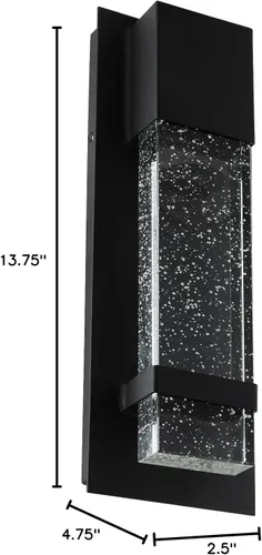 Vista 7 de Sunlite Aplique de pared LED, marco de metal negro con panel de vidrio efecto gota de lluvia, 4.75 pulgadas de ancho, luz diurna de 5000 K