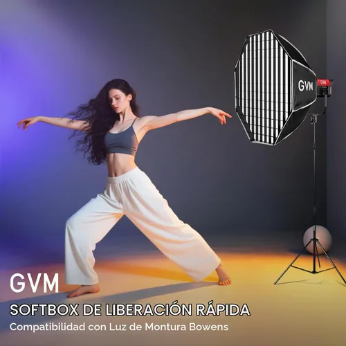 Vista 3 de GVM Great Video Maker Lighting Soft Boxes Bowens Mount con rejilla de nido de abeja, caja de luz ligera para paraguas plegable con bolsa