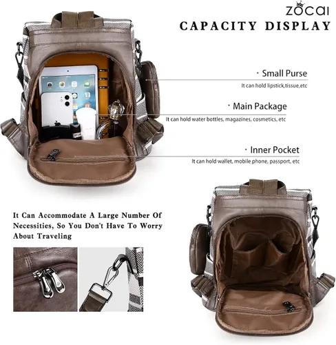 Vista 2 de Mochila para mujer mochila de moda monederos de piel sintética mochila antirrobo bolso de hombro
