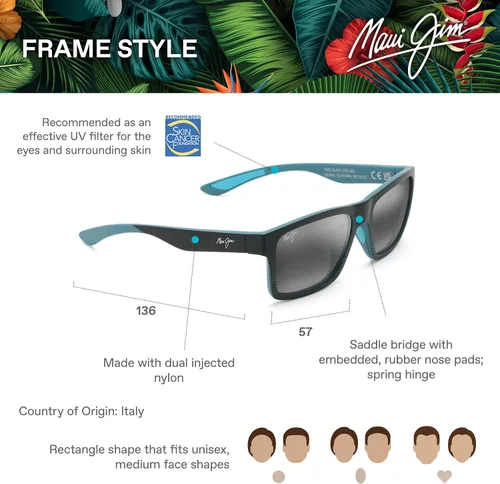 Vista 6 de Maui Jim Gafas de sol rectangulares polarizadas The Flats para hombre y mujer