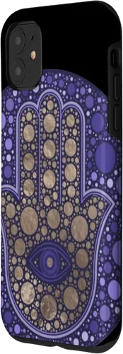 Vista 2 de Funda para iPhone 11 Purple Evil Eye and Hamsa Hand