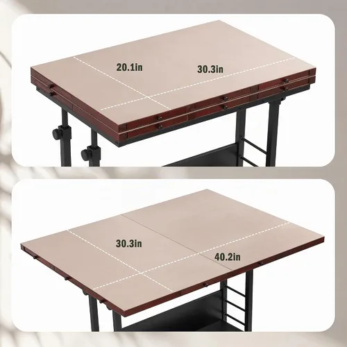 Vista 7 de Tektalk Tabla de rompecabezas plegable de 2000 piezas con ajuste de altura, mesa de rompecabezas con 2 cubiertas de fieltro y 8 bandejas/cajones