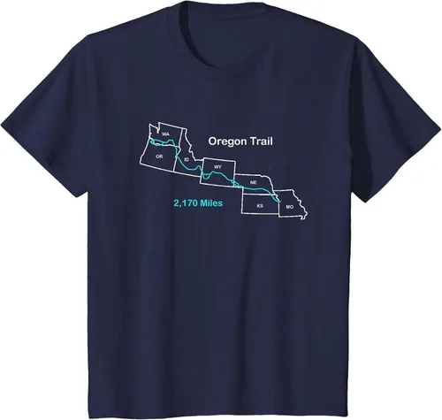 Vista 44 de Route Map of The Oregon National Historic Trail T-Shirt Asphalt Grey