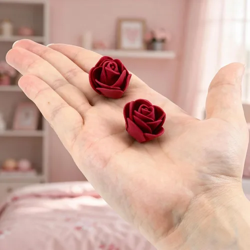 Vista 5 de IFAMIO 100 piezas de rosas artificiales de espuma color burdeos, mini flores falsas, cabezas de rosas artificiales artificiales para ramos