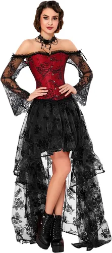 Vista 3 de Kimring - Corsé para mujer, estilo victoriano, con falda alta y baja