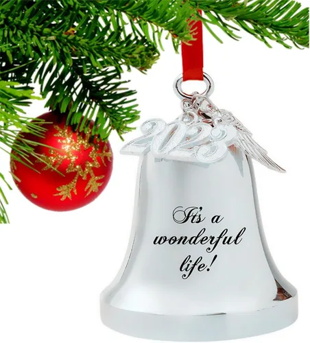 Vista 6 de FKOG 2025 Adorno de Campana de Navidad It's A Wonderful Life, Campana Plateada para Árbol de Navidad y Adorno de Campana de Trineo, Regalos