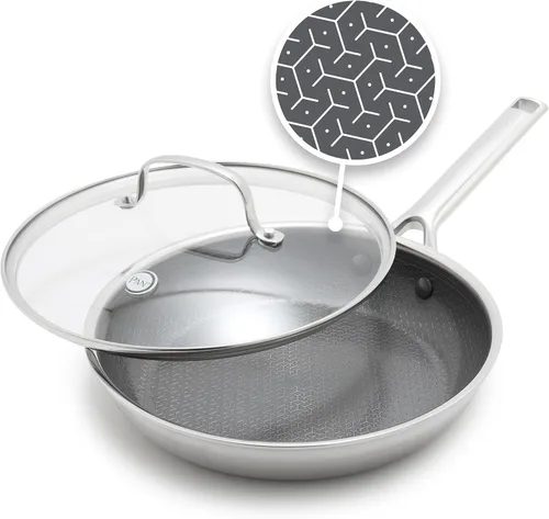Vista 9 de GreenPan Hybrid 5QT Stainless Steel Saute Pan with Lid, Ceramic Nonstick Plateado