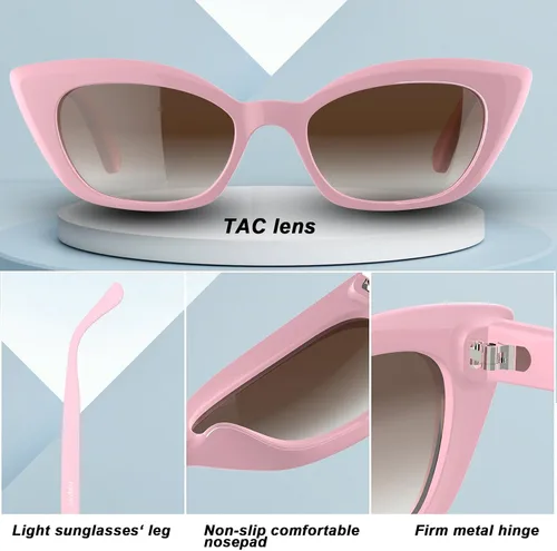 Vista 3 de Saveen Gafas de sol retro de moda TAC ojo de gato para mujer, montura rectangular TR90 gruesa gafas de sol polarizadas protección UV400