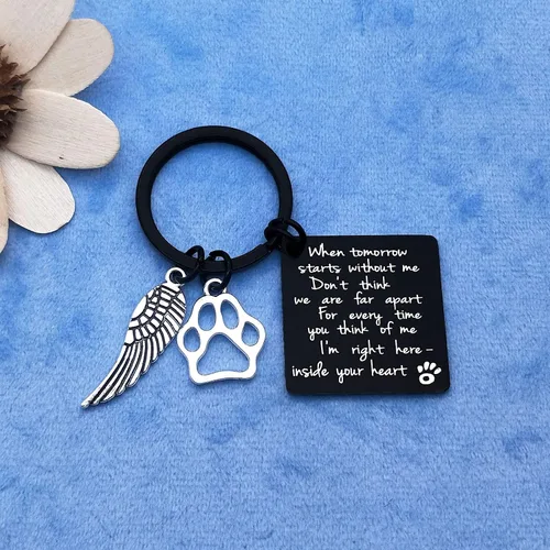 Vista 4 de Llavero con texto en inglés "Loss of Pet Memorial", regalo conmemorativo para mascotas, regalo de condolencias para perros y gatos, regalo
