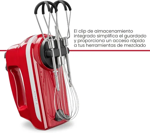 Vista 3 de KitchenAid KHM6118 - Batidora de mano de 6 velocidades con batidores de borde flexible Empire Red