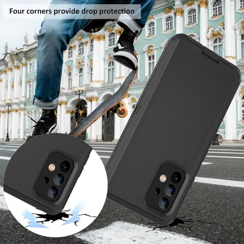 Vista 5 de Funda compatible con Samsung Galaxy A53 5G, con clip para cinturón, resistente, a prueba de golpes, protección de cuerpo completo, con función atril