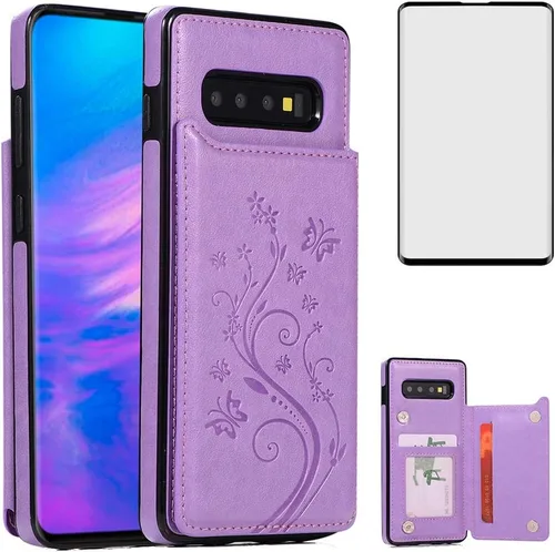 Vista 9 de Funda de teléfono para Samsung Galaxy S10 Plus con protector de pantalla de vidrio templado y tarjetero con soporte para tarjetero, accesorios